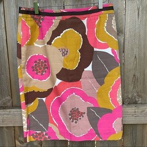 Boden Skirt floral pencil 10 long zip closure